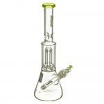 pipes cannabis Medicali Glass - Slyme Mini Showerhead Perc Beaker Bong - Green & Platium Script Label