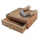 Black Leaf  - Wooden Chopping Drawer with Curved Knife