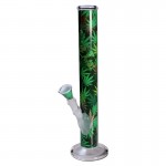 pipes cannabis Black Leaf 18.8mm Glass Cylinder Bong with Leaf Print