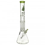 pipes cannabis Medicali Glass - Slyme Showerhead Perc Beaker Bong - 14 Inch - Green & Platinum Script Label