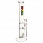 SYN Glass – 38 Fixed Dome Perc Glass Bong – Rasta Label