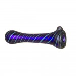 Cobalt Blue Glass Taster Pipe with Aqua & Blue Sparkle Colored Wrap