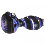 Glass Spoon Pipe - Inside Out with Colored Stripes & Switchbacks - Choice of  5 Colors