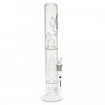 WS - Flowstone Heart Perc Glass Straight Bong - END OF LINE PRICE