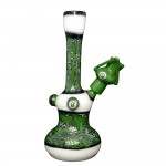 pipes cannabis Glass Bubble Base Bong - Inside Out Reversals & Switchbacks with Custom Green Lantern Bowl