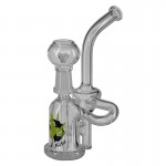 Black Leaf -  Glass Concentrate Oil Recycler Bubbler with Diffused Downstem - 16 cm