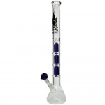 Black Leaf Glass - 7mm - Triple Tree Percolator Ice bong - No Carb Hole