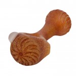 Zara - Sandblasted and Stamped Glass Spoon Pipe - Orange