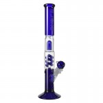 Blaze Glass -  Premium Percolator Ice Bong Blue - Straight Tube