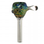 Glass Slide Bowl - Marbled Cobalt - Gold and Silver Fume