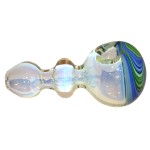 Glass Spoon Pipe - Inside Out Silver Fume with Worked End - Choice of 4 colors