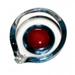 Glass Ashtray - Handmade - Ruby Center and Blue-Green Sparkles
