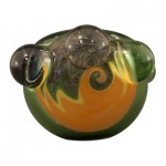 Glass Spoon Pipe by K.C. - Thick Glass with Reversal Cap - Green