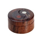 Rosewood Herb Grinder - Carved Soapstone Yin Yang Lid - 2-part - 35mm wide