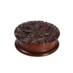 Rosewood Herb Grinder - Carved Pot Leaf Lid - 2-part - 45mm wide