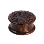 Rosewood Herb Grinder - Carved Pot Leaf Lid - 2-part - 45mm wide