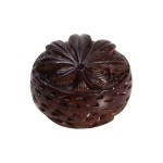 Rosewood Herb Grinder - Walnut-Shaped - Carved Pot Leaf - 2-part - 35mm wide