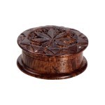 Rosewood Herb Grinder - Carved Pot Leaf Lid - 2-part - 35mm wide