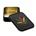 Metal Stash Tin Rasta Colored Leaf