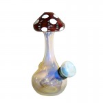 pipes cannabis Glass Mini Bong - Fumed Mushroom with Color Cap - Choice of 3 colors