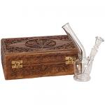 Glass bong in wood case