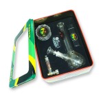 pipes cannabis Rasta One Love - Deluxe Gift Set with Mini Beaker Base Glass Bong