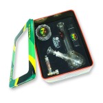 Rasta One Love - Deluxe Gift Set with Mini Beaker Base Glass Bong