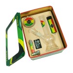 Rasta Flag - Deluxe Gift Set with Mini Bubble Base Glass Bong