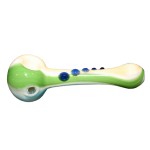 Glass Spoon Pipe - Colored Glass with Taffy Stripes and Color Marbles