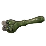 Glass Spoon Pipe by K.C. - Thick Glass with Reversal Cap - Green