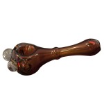 Glass Spoon Pipe by K.C. - Thick Glass with Reversal Cap - Amber