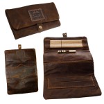 Original Kavatza Roll Pouch - Mary Poppins - Brown Leather With Embossed Belt - Large