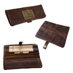Original Kavatza Roll Pouch - Mary Poppins - Brown Leather With Embossed Belt - Small