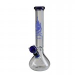 pipes cannabis Flaming Skull - Beaker Base 7mm Glass Ice Bong - 41cm - Blue