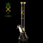 Amsterdam Beaker Base 5mm Glass Ice Bong - Rasta Colors