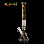 pipes cannabis Crystal Beaker Base 5mm Glass Ice Bong With Diamond Grip - Black or Rasta