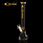 pipes cannabis Crystal Beaker Base 5mm Glass Ice Bong - Rasta Colors