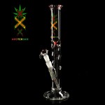 Amsterdam Curly Grip Cylinder 5mm Glass Ice Bong - Rasta Colors