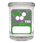 Cannaline Glass Stash Jar - Writables - THC Molecule Wave - Green