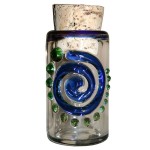 Glass Stash Jar - Clear Glass with Colored Glass Spiral and Cork