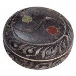 Moulins à Herbes cannabis Soapstone Herb Grinder - Carved Yin Yang Lid - 2-part