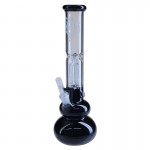 Black Leaf - 3-arm Perc Bong with One-Hitter Bowl Diffuser Downstem - Black