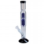 pipes cannabis Black Leaf - Dome Perc and 6-arm Perc Glass Ice Bong - Blue and Black