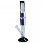 Black Leaf - Dome Perc and 6-arm Perc Glass Ice Bong - Blue and Black