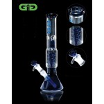 pipes cannabis Grace Glass - Twin Spiral Perc Beaker Base Glass Ice Bong - Blue