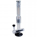 Stemless Inline Perc Glass Ice Bong with Double Ring 19-arm Perc - Black