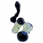 Black Leaf - Double Perc Sherlock Bubbler Handpipe - Black