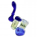 Black Leaf - Double Perc Sherlock Bubbler Handpipe - Blue