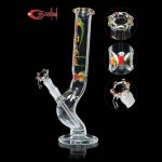 pipes cannabis Crystal Flash 5mm Glass Ice Bong - Rasta Colors