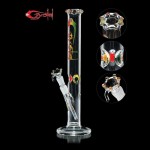 pipes cannabis Crystal Straight Cylinder 5mm Glass Ice Bong - Rasta Colors